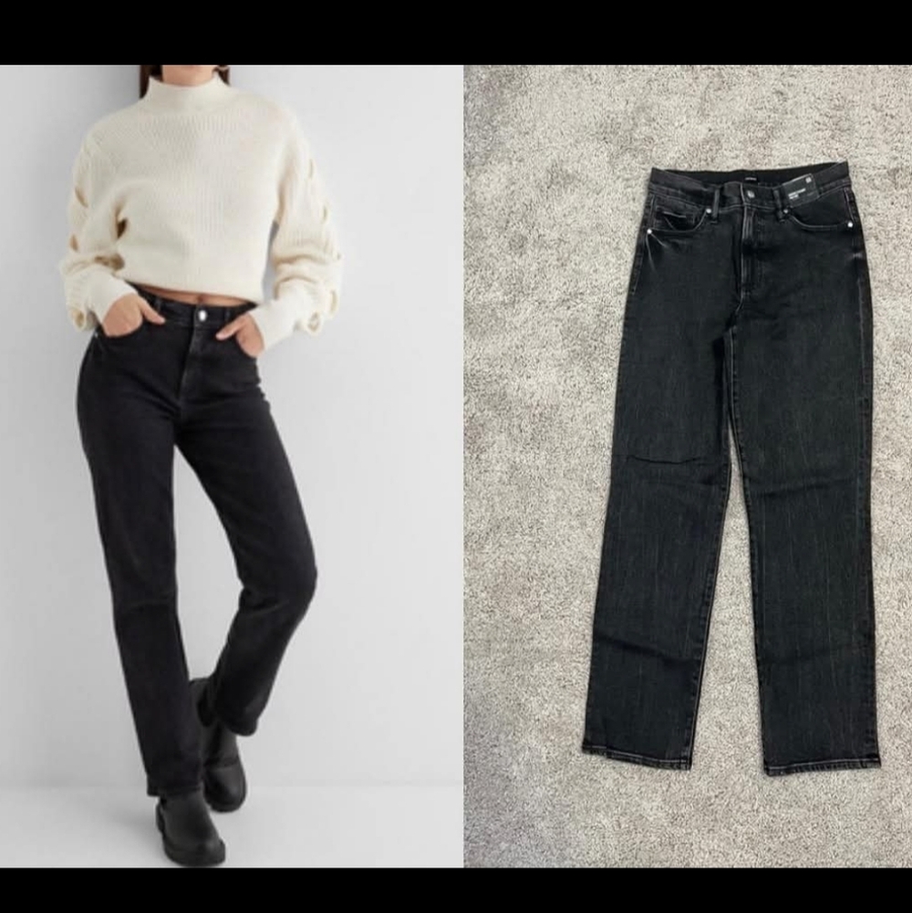 NEW Express Black Straight-Leg, High Rise Jeans for Women
